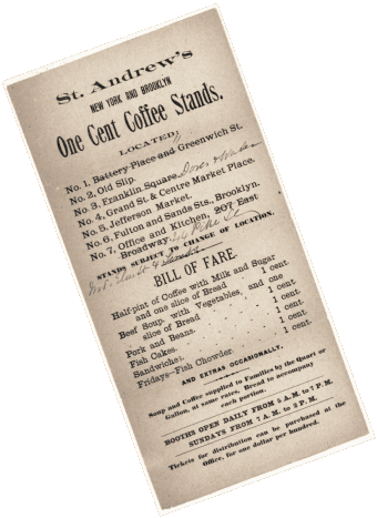 Poster for One Cent Coffee Stand with Bill
of Fare